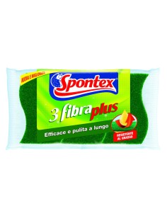 spontex fibra plus spugne con abrasivo 3pz - resistente al grasso: tuttocasashop.live: pulizia e cura della casa