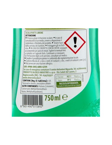 scala detersivo a mano per piatti e stoviglie - 750ml - limone: tuttocasashop.live: pulizia e cura della casa