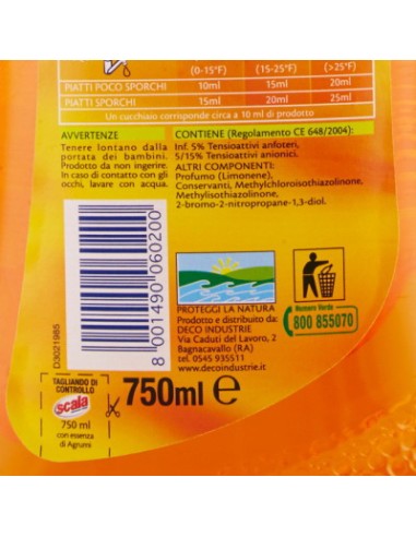 scala detersivo a mano per piatti e stoviglie - 750ml - agrumi: tuttocasashop.live: pulizia e cura della casa