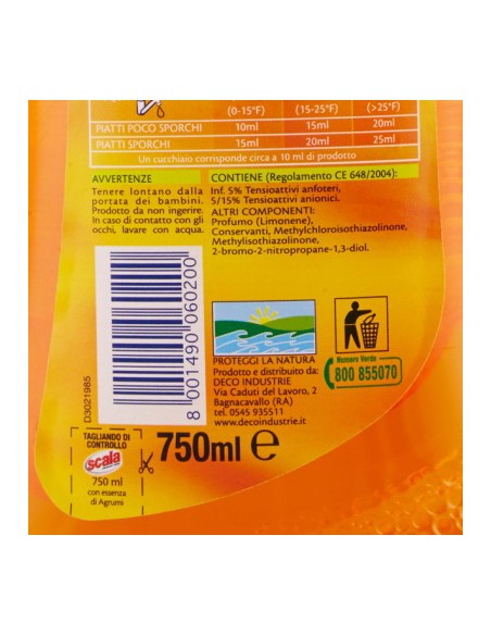 scala detersivo a mano per piatti e stoviglie - 750ml - agrumi: tuttocasashop.live: pulizia e cura della casa