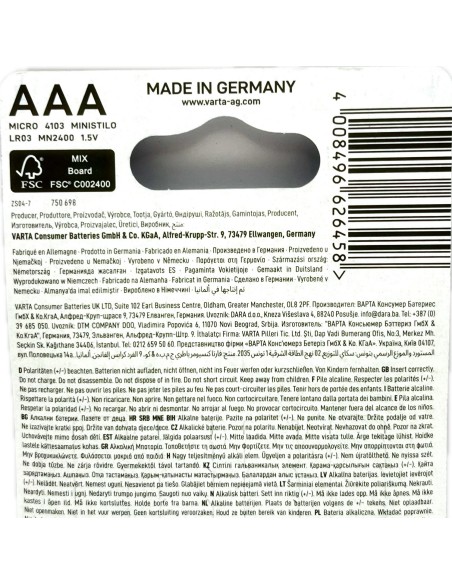 varta energy pile formato aaa ministilo alcaline 1.5v - 4 pezzi: tuttocasashop.live: altro - bazar