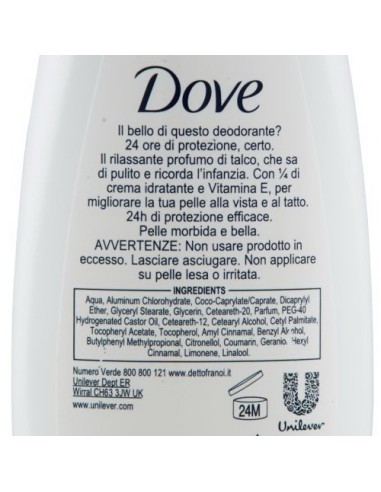 dove deodorante vapo natural no-gas 75ml - talco: tuttocasashop.live: igiene e cura della persona