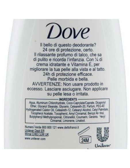 dove deodorante vapo natural no-gas 75ml - talco: tuttocasashop.live: igiene e cura della persona