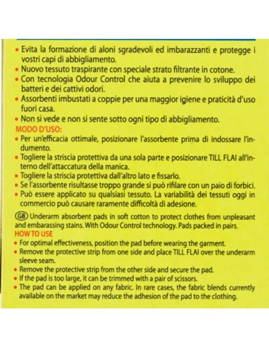 till flai aloni mai - 10 assorbenti ascellari salva macchie - odour control: tuttocasashop.live: igiene e cura della persona