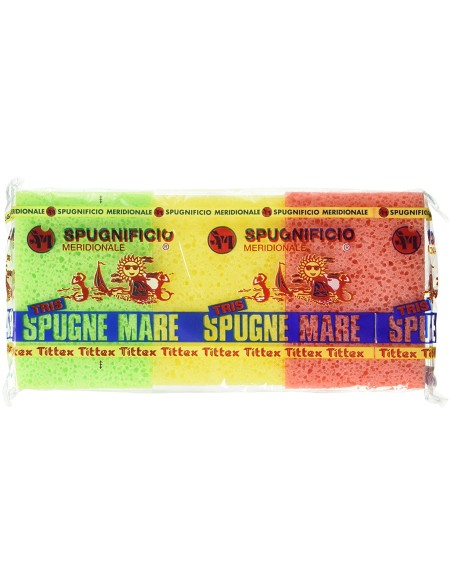 tris mare spugne rettangolari 3pz - 3 spugne 10x14x4 cm - colori assortiti: tuttocasashop.live: pulizia e cura della casa