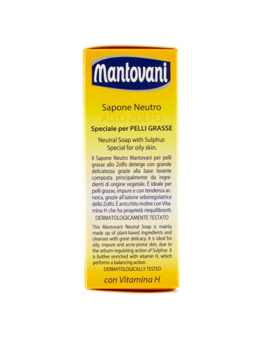 mantovani sapone solido - 100 grammi - neutro allo zolfo pelli grasse vit. h: tuttocasashop.live: igiene e cura della persona