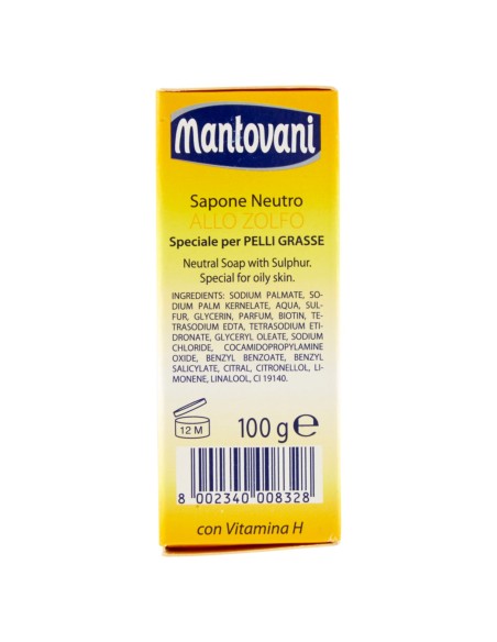 mantovani sapone solido - 100 grammi - neutro allo zolfo pelli grasse vit. h: tuttocasashop.live: igiene e cura della persona