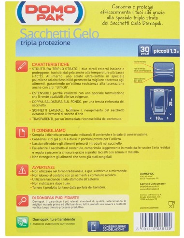 domopak 30 sacchi gelo piccoli - 18x25cm - per frigo o congelatore: tuttocasashop.live: carta & monouso