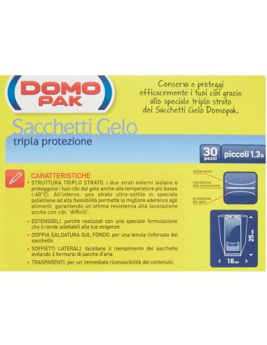 domopak 30 sacchi gelo piccoli - 18x25cm - per frigo o congelatore: tuttocasashop.live: carta & monouso