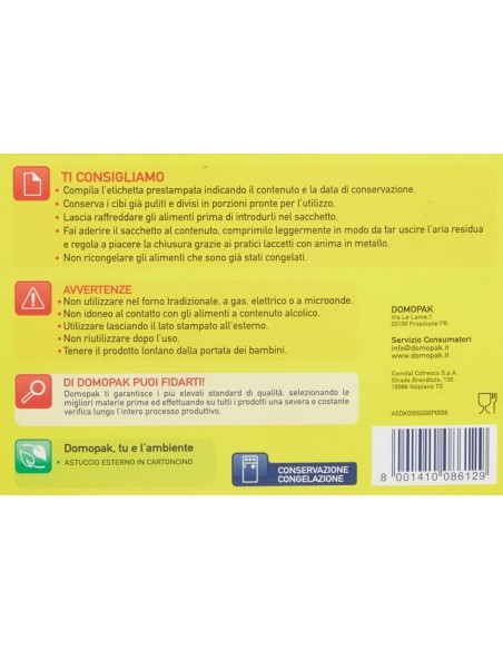 domopak 30 sacchi gelo piccoli - 18x25cm - per frigo o congelatore: tuttocasashop.live: carta & monouso