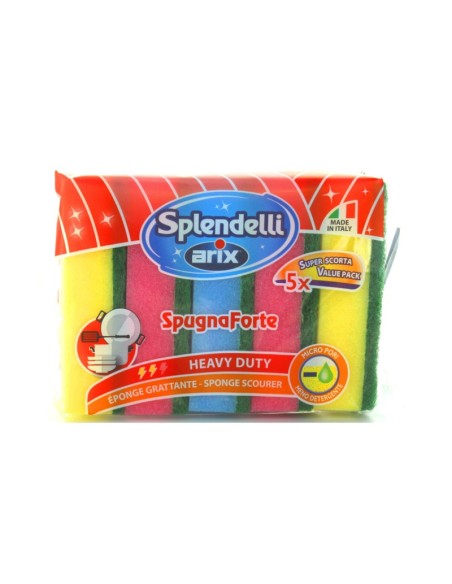 arix splendelli spugne con abrasivo - 5 pezzi - colori assortiti: tuttocasashop.live: pulizia e cura della casa