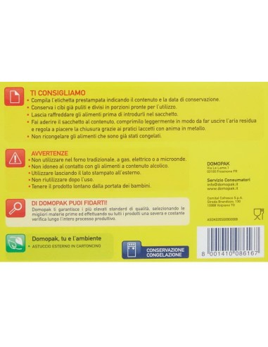 domopak 15 sacchi gelo grandi - 28x40cm - per frigo o congelatore: tuttocasashop.live: carta & monouso