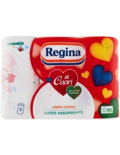 regina di cuori carta cucina super assorbente - 3 rotoli - decorati: tuttocasashop.live: carta & monouso