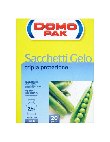 domopak 20 sacchi gelo medi - 20x30cm - per frigo o congelatore: tuttocasashop.live: carta & monouso