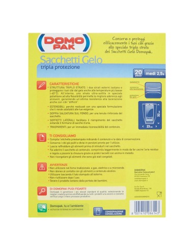 domopak 20 sacchi gelo medi - 20x30cm - per frigo o congelatore: tuttocasashop.live: carta & monouso