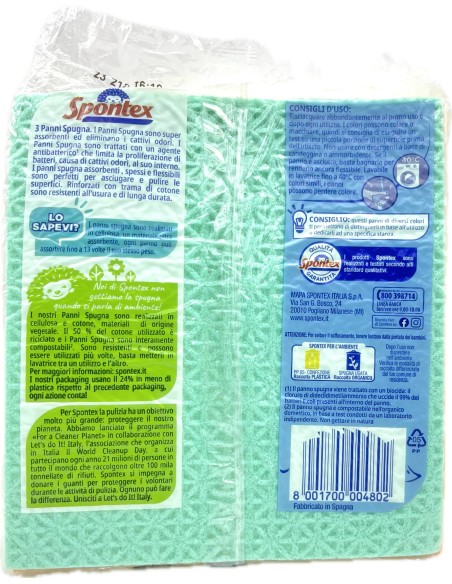 spontex panni spugna - 17x21cm - 3 pezzi - extra durata spessore assorbenza: tuttocasashop.live: pulizia e cura della casa