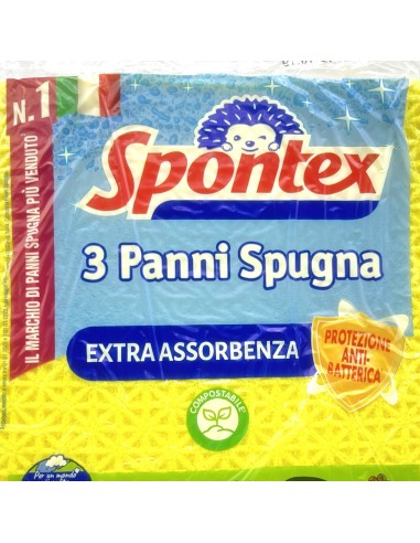 spontex panni spugna - 17x21cm - 3 pezzi - extra durata spessore assorbenza: tuttocasashop.live: pulizia e cura della casa