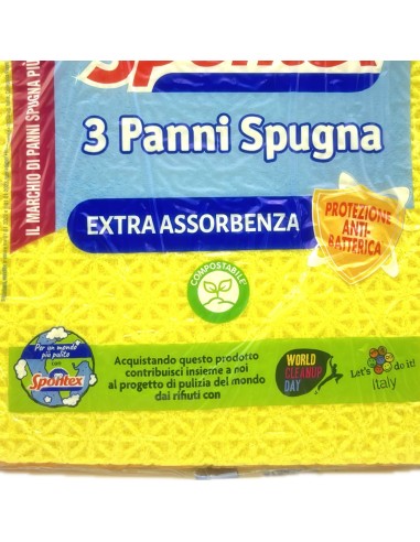 spontex panni spugna - 17x21cm - 3 pezzi - extra durata spessore assorbenza: tuttocasashop.live: pulizia e cura della casa