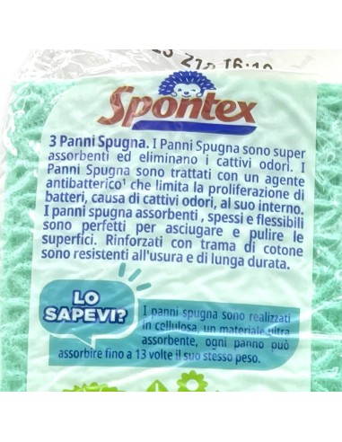 spontex panni spugna - 17x21cm - 3 pezzi - extra durata spessore assorbenza: tuttocasashop.live: pulizia e cura della casa