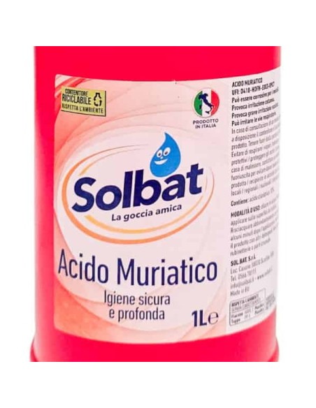 solbat acido muriatico - 1 litro - disincrostante per wc e superfici: tuttocasashop.live: pulizia e cura della casa