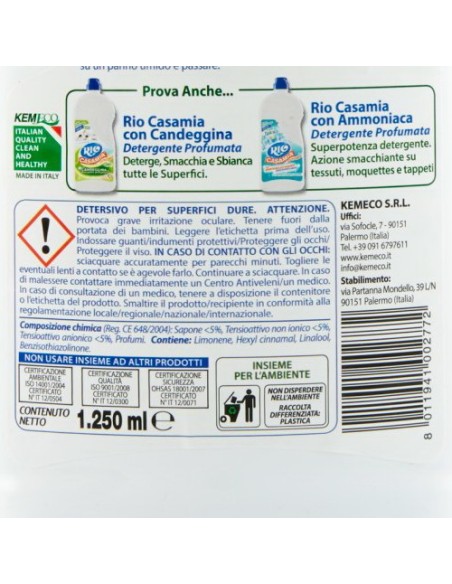 rio casamia 1250ml muschio bianco - supefici e pavimenti sapone e alcool: tuttocasashop.live: pulizia e cura della casa