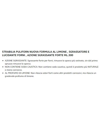 strabilia puliforn - 300ml - al limone - sgrassa e lucida forni e fornelli: tuttocasashop.live: pulizia e cura della casa