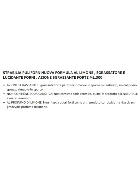 strabilia puliforn - 300ml - al limone - sgrassa e lucida forni e fornelli: tuttocasashop.live: pulizia e cura della casa