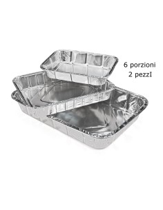 2 vaschette in alluminio senza coperchio - 6 porzioni 31x21x5cm: tuttocasashop.live: carta & monouso