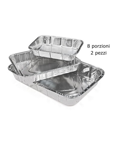2 vaschette in alluminio senza coperchio - 8 porzioni 32x26x5cm: tuttocasashop.live: carta & monouso