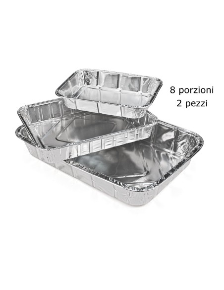 2 vaschette in alluminio senza coperchio - 8 porzioni 32x26x5cm: tuttocasashop.live: carta & monouso