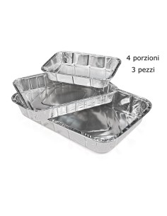 2 vaschette in alluminio senza coperchio - 4 porzioni 22x17x4cm: tuttocasashop.live: carta & monouso