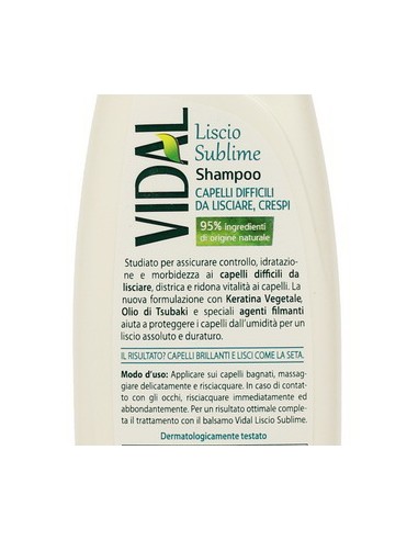 vidal shampoo 250ml - liscio sublime - keratina vegetale e olio di tsubaki: tuttocasashop.live: igiene e cura della persona