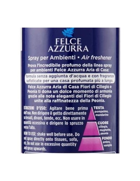 felce azzurra aria di casa deodorante - spray 250ml - ciliegio e peonia: tuttocasashop.live: pulizia e cura della casa