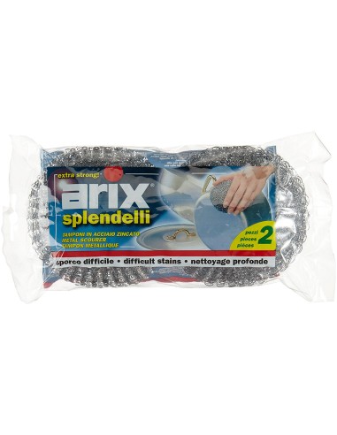 arix splendelli spugne zincate acciaio - 2 pezzi - cucina pentole stoviglie: tuttocasashop.live: pulizia e cura della casa