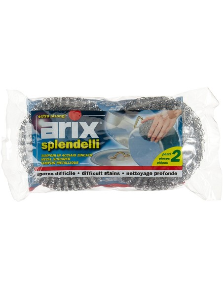 arix splendelli spugne zincate acciaio - 2 pezzi - cucina pentole stoviglie: tuttocasashop.live: pulizia e cura della casa