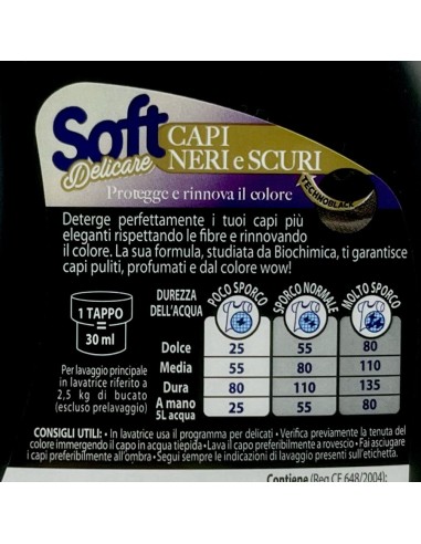 soft detersivo liquido per capi delicati 1 litro - 16 lavaggi - capi scuri: tuttocasashop.live: prodotti per bucato e tessuti