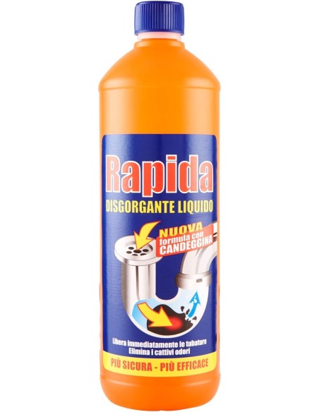 rapida disgorgante liquido - 1 litro - stura e libera scarichi da ingorghi: tuttocasashop.live: pulizia e cura della casa