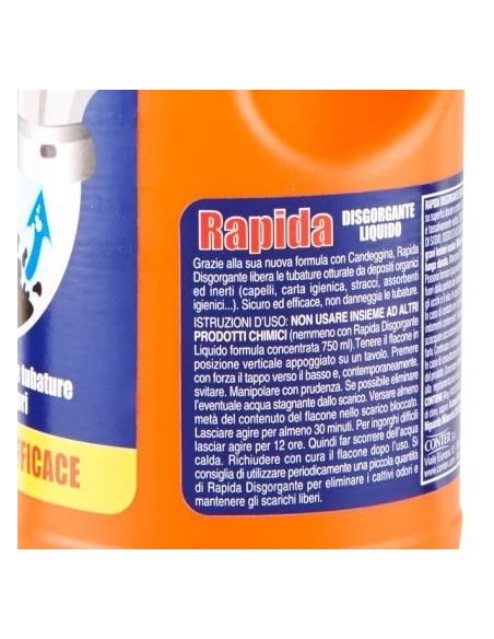 rapida disgorgante liquido - 1 litro - stura e libera scarichi da ingorghi: tuttocasashop.live: pulizia e cura della casa