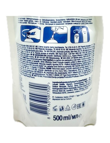 dove sapone liquido 500ml - fresh touch - busta ecoricarica: tuttocasashop.live: igiene e cura della persona