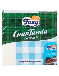 foxy tovaglioli doppiovelo 33x33cm - decoro scozzese - vari colori assortiti: tuttocasashop.live: carta & monouso