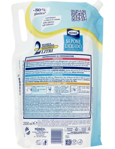 mil mil sapone liquido - ecoricarica - 2 litri - classico: tuttocasashop.live: igiene e cura della persona