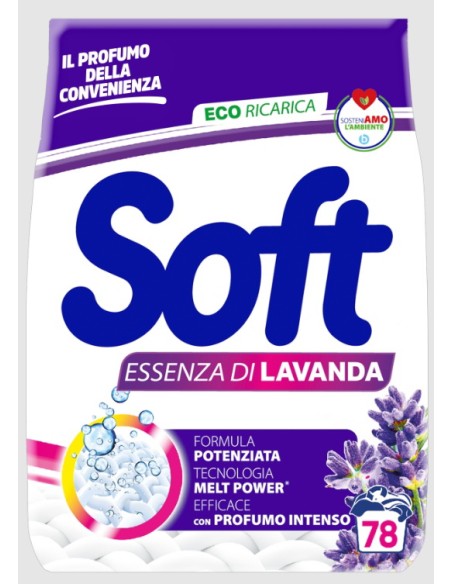 soft detersivo lavatrice in polvere busta 78 misurini 3.9kg - lavanda: tuttocasashop.live: prodotti per bucato e tessuti