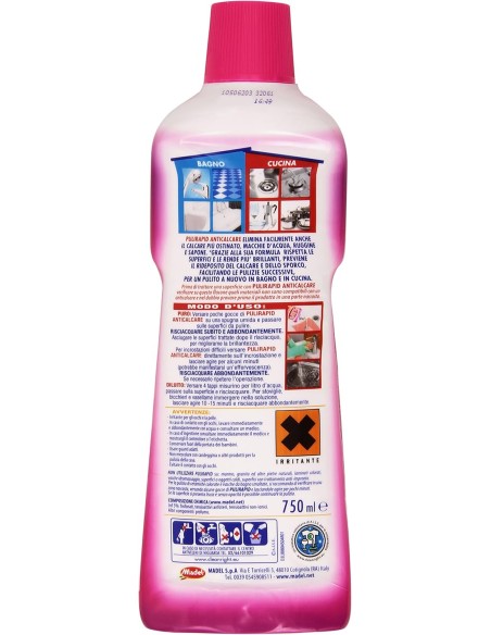 pulirapid detergente anticalcare liquido - 750ml - aceto: tuttocasashop.live: pulizia e cura della casa