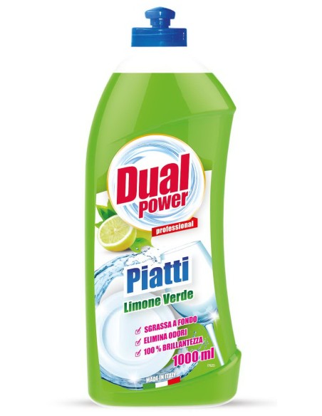 dual power detersivo per piatti e stoviglie - 1 litro - limone verde: tuttocasashop.live: pulizia e cura della casa