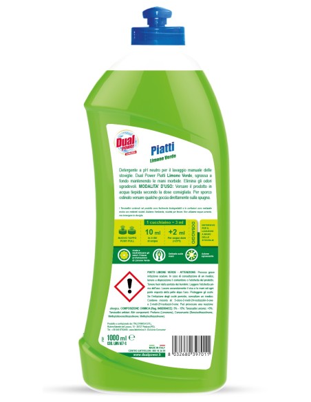 dual power detersivo per piatti e stoviglie - 1 litro - limone verde: tuttocasashop.live: pulizia e cura della casa