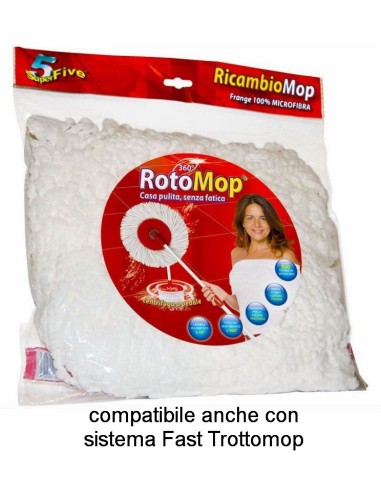 rotomop - trottomop - mop ricambio per secchio rotante superfive: tuttocasashop.live: pulizia e cura della casa