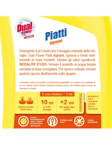 dual power detersivo per piatti e stoviglie - 1 litro - agrumi: tuttocasashop.live: pulizia e cura della casa