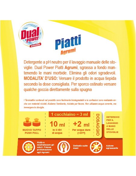 dual power detersivo per piatti e stoviglie - 1 litro - agrumi: tuttocasashop.live: pulizia e cura della casa