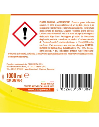 dual power detersivo per piatti e stoviglie - 1 litro - agrumi: tuttocasashop.live: pulizia e cura della casa