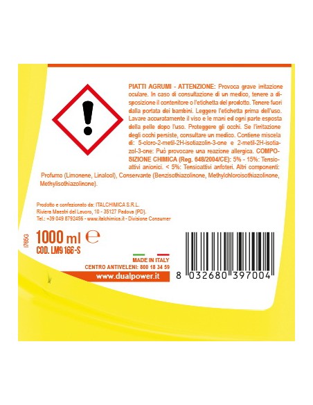 dual power detersivo per piatti e stoviglie - 1 litro - agrumi: tuttocasashop.live: pulizia e cura della casa